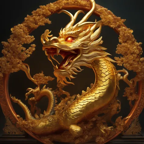 A golden Chinese dragon around