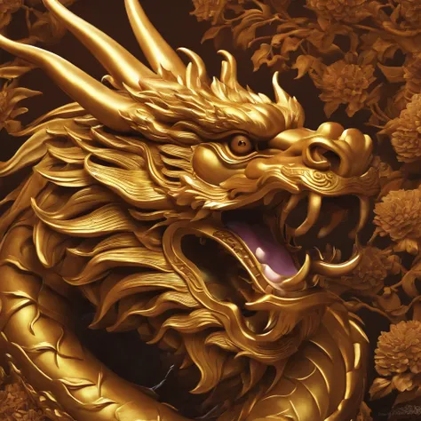 A golden Chinese dragon around