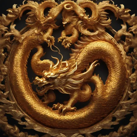 A golden Chinese dragon around