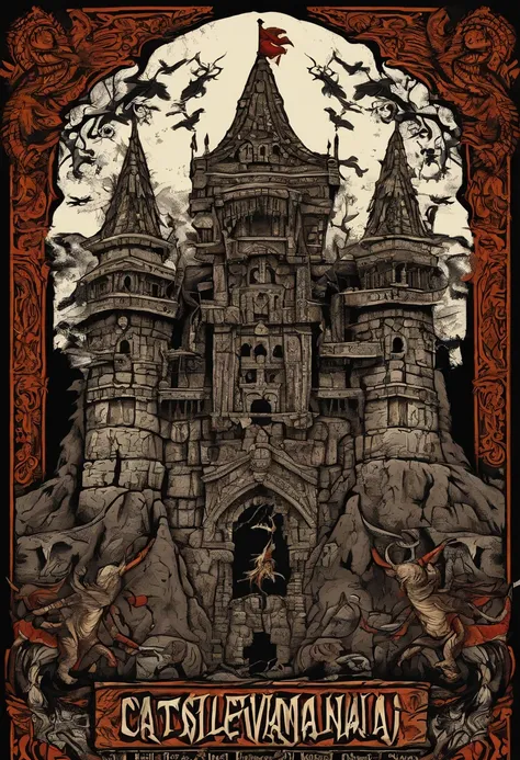 Castlevania castle with the title Castlevania in the middle