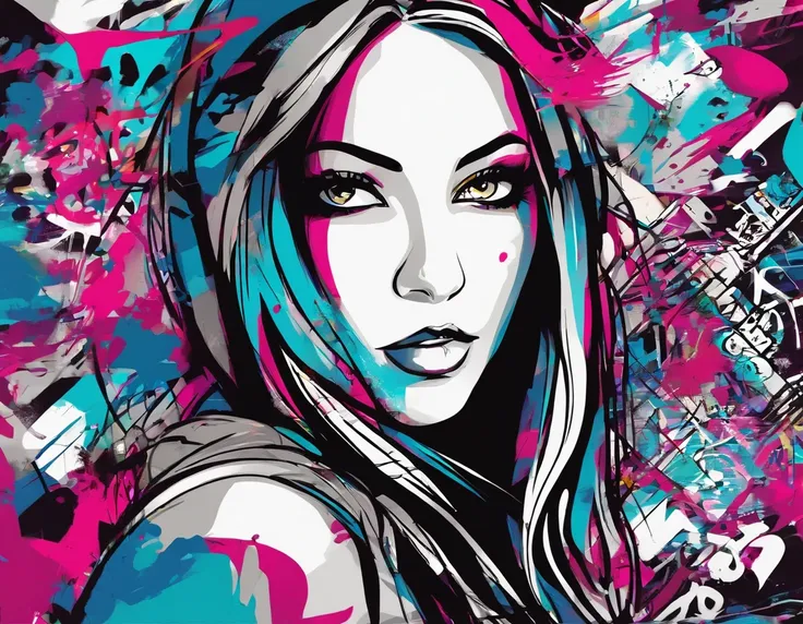 graffiti, girl, full picture, high resolution high contrast,simple,