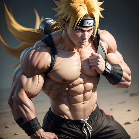 naruto, bodybuilding, realistic, super detail,