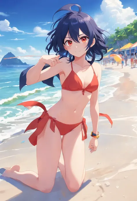 Ryuko Matoi, beach, microkini, blush