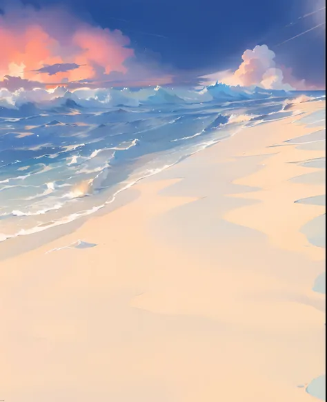 beach, sand, ocean, cloud, horizon, summer sky masterpiece, ultra detailed, 8k screenshot, artbook,