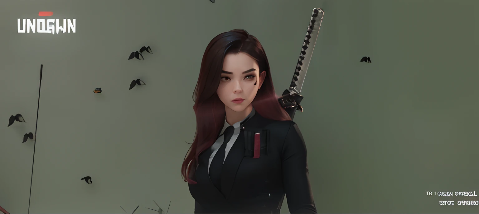 a close up of a woman holding a baseball bat in a room, katana zero video game character, she is holding a katana sword, an edgy teen assassin, dark natasha, ingame image, female lead character, unreal 5. rpg portrait, close up character, omen from valoran...