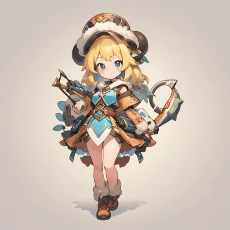 a girl, Chief explorer, Equip an offensive crossbow, Wears a panda pendant, Arctic Sheriff, ultra detailed, high definition, highest quality, Game Character Design, fullbody, standing posture,