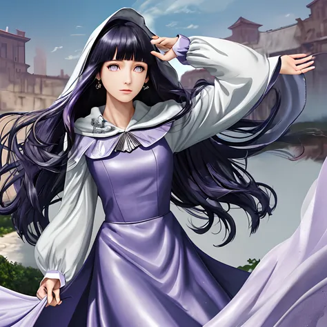 （A high resolution，ultra - detailed）， offcial art, Unity 8k壁纸, Ultra-detailed, Beautiful and aesthetically pleasing, tmasterpiece, best qualityer,long  skirt，Slim and slim girl，Wear a tulle dress with shimmering broken diamonds，With a hood，Hood head，The ma...