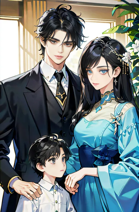 family, royal, elegant, good looking, kids, detailed, 4k, mom and dad, son and daughter, beautiful family, detailed eyes, pretty hair, handsome man, gorgeous woman, fine mom, hot dad, pretty kids, hot parents, kids, daughter, sons, mom with black hair, dad...