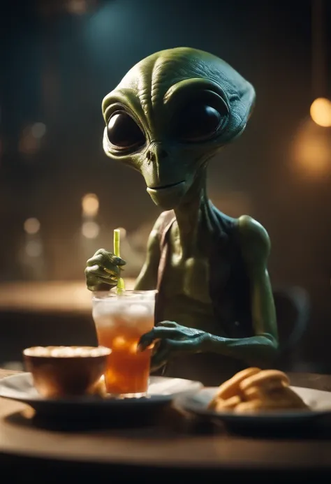 Create an alien by eating a snack and drinking a soda, jogando um jogo