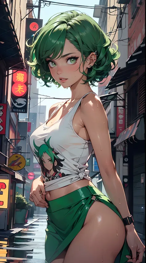 girl youtuber,(((1girl))),((extremely cute and beautiful green curly-haired girl)),

(short breasts:1.4),(((green curly hair:1.35,very curly hair,colored inner hair,ear breathing,short hair))),(((green_eyes:1.3))),intricate eyes,beautiful detailed eyes,sym...