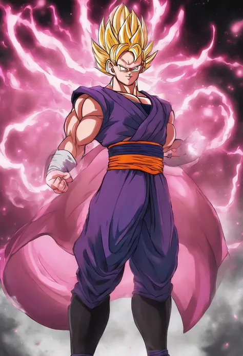 um close up de um personagem de desenho animado em uma roupa roxa, Personagem Dragonball, Orgulhoso Onion Hybrid Thanos, pink iconic character, arte conceitual de dragon ball, pose mais forte, Akiri Toriyama, saggy purple robes, imagem anime gelbooru, Anim...