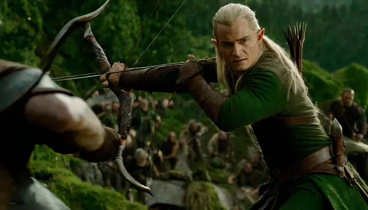 Legolas fighting orcs in the movie The Hobbit of the Lord of the Rings