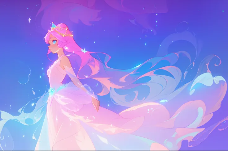 masterpiece, best quality, anime, a girl with long glowing hair, liquid ballgown, princess ballgown dress, beautiful anime art style, ethereal anime, inspired by Glen Keane, inspired by Lois van Baarle, disney art style, glowing aura around her, jen bartel...