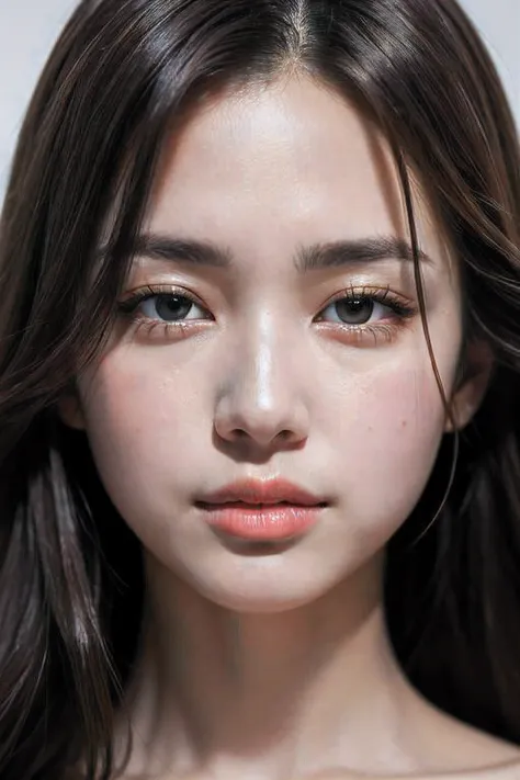 (masterpiece, best quality:1.2), RAW photo, (realistic, photorealistic:1.2), (4K, highres, ultra detailed:1.3), 1girl, solo, solo focus, (focus on face:1.3), (27 years old Korean beauty, K-pop idol), realistic detailed eyebrows, (realistic beautiful brown ...