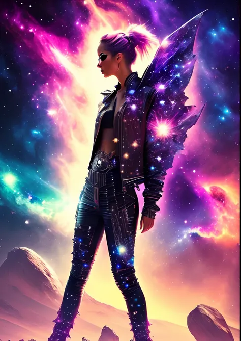 dreamlikeart, galaxy, outer space, nebula, star, [cyberpunked] Pants from the stars (star:1.5),