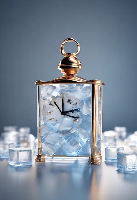 Clock-shaped ice cubes placed on table in the background are white