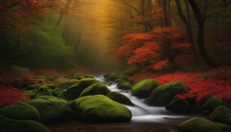 imagens de uma floresta densa e escura.