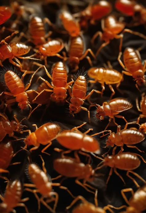 Mites dancing on the bed