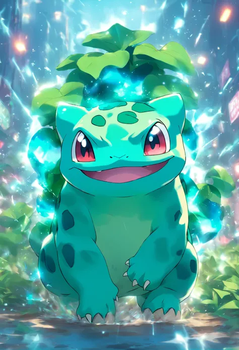 Bulbasaur is working out，Highest image quality，Cinematic texture，A masterpiece，tmasterpiece，