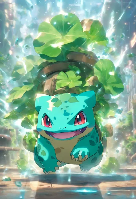 Bulbasaur is doing weights，Highest image quality，Cinematic texture，A masterpiece，tmasterpiece，