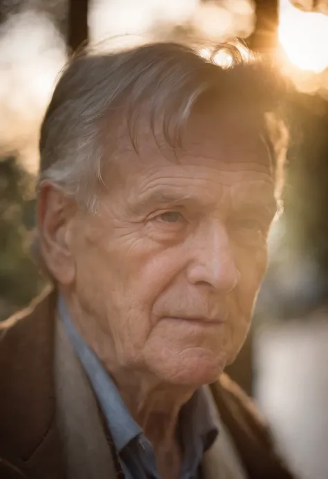 Real old man,The light and shadow in the photo are perfect, and the lens flare added a nice touch.He doesnt have too many wrinkles on his face, And the score of this photo is definitely greater than 10. The background is clean and this is a stunning photo