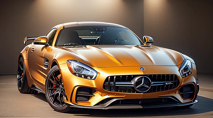 orange color Mercedes Amg Gt,close-up photo,Photography,clear facial features,car inner view, cushion, sterling, rpm meter,character concept art,Assembly Drawing,360 panorama,full body,cinematic shot,film lighting,