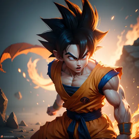 cute dragon ball character goku, ultra realistic, 8k,