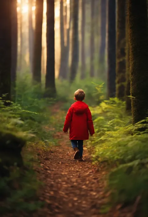 One day A boy walking  on the forest.