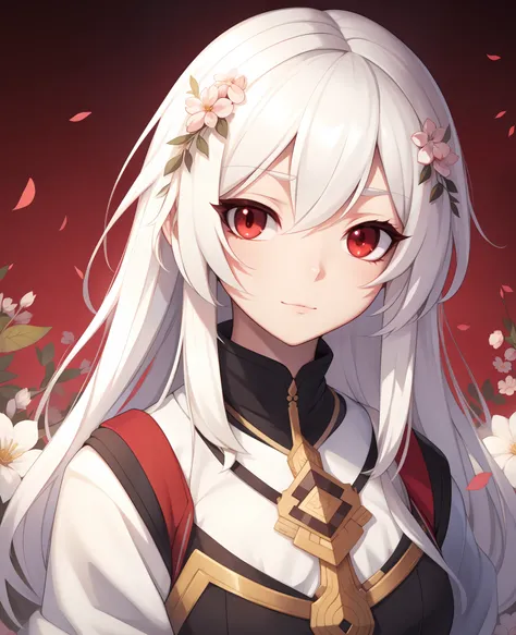 anime - a painting in the style of a woman with white hair and flowers, guviz, guweiz in pixiv artstation, guviz-style artwork, ...