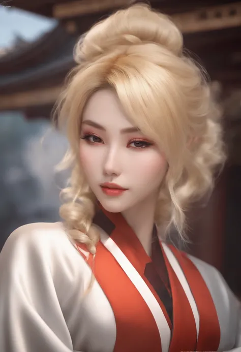 Japan Animated Fashion, Blonde Color Hair, Hairstyle like something out of Dragon Ball,Beautie、​masterpiece、8k、realisitic、authentic skin、high-level image quality