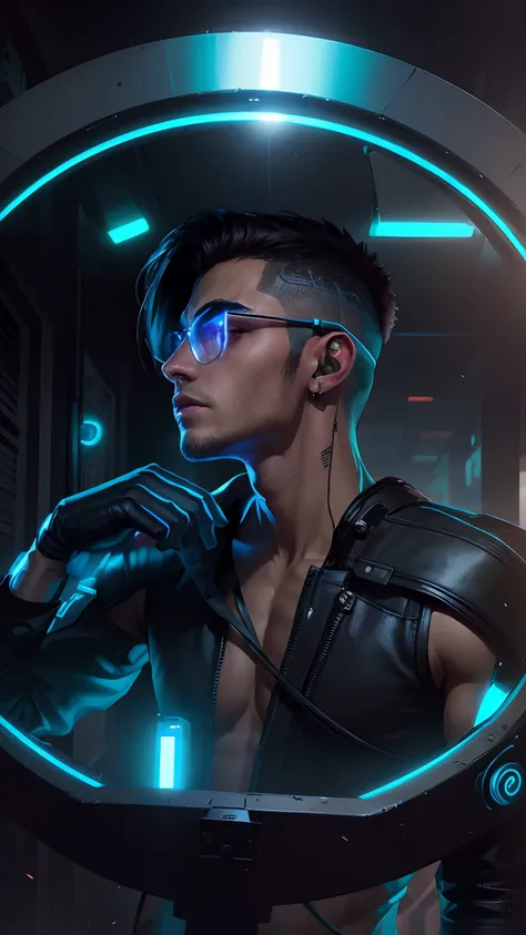 Change Background Cyberpunk Handsome Boy, Realistic Face.Ultra Realistic