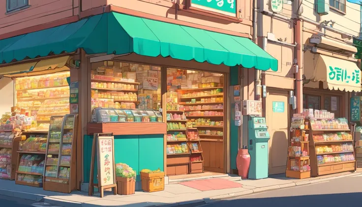 line art, simple, cozy convenience store