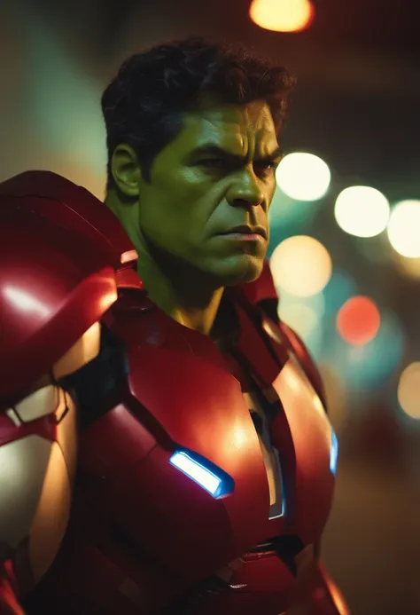 beautiful photo of hulk, wearing an iron man costume, A stunning intricate full color photo of (sks woman:1), epic character composition, by ilya kuvshinov, alessio albi, nina masic, sharp focus, natural lighting, subsurface scattering, f2, 35mm, film grai...