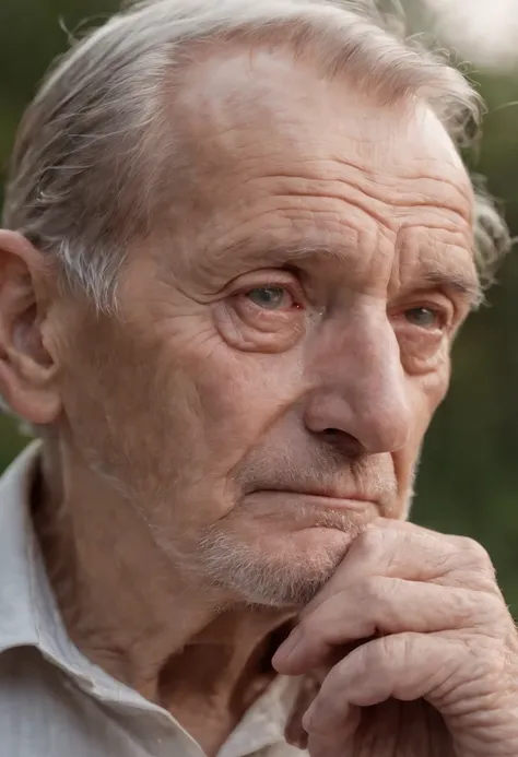 Portrait of a poor old man, sad, realistic, Canon, RAW, aesthetic, facial wrinkles