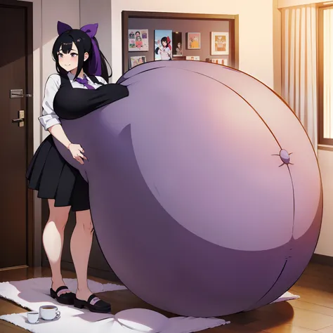 Hair Bow, black hair,Big Baby Bump pregnant, Purple school uniform, Big boobs, nipple, cum, Big Black Balloons,16 years girl, Big pregnant Belly, Big Pregnant girl, Largest Belly of Pregnant, Huge Pregnancy, background hotel room,Huge 9 months Pregnancy Be...