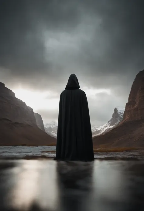 levitating dark cloaked figure with Nike swoosh on cloak opening the void to infinity by Craig Mullins, 3D octane rendeing, high detail, 8k resolution, volumetric lighting, Nike, Nike swoosh, Nike logo, Nike air max --ar 4:5