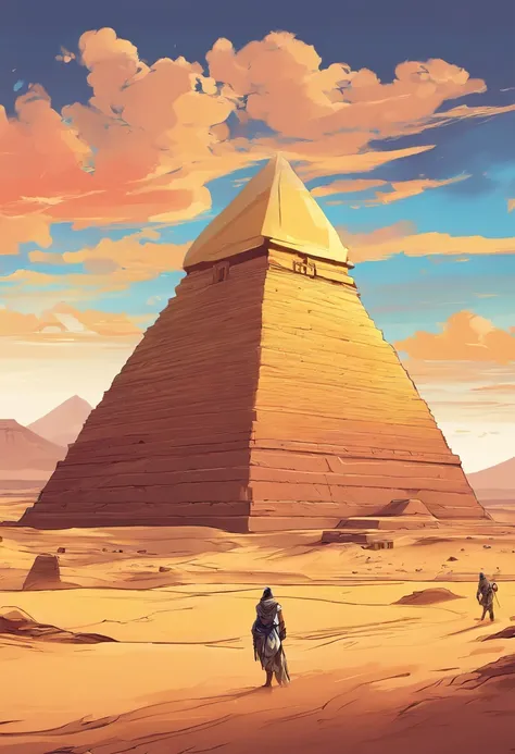 Yellow sand in the sky，The background is a vast desert，the sphinx，digital landscape art, Detailed scenery —width 672, landscape artwork, environment design illustration, scenery art detailed, Desert oasis landscape, concept-art, 4k highly detailed digital ...