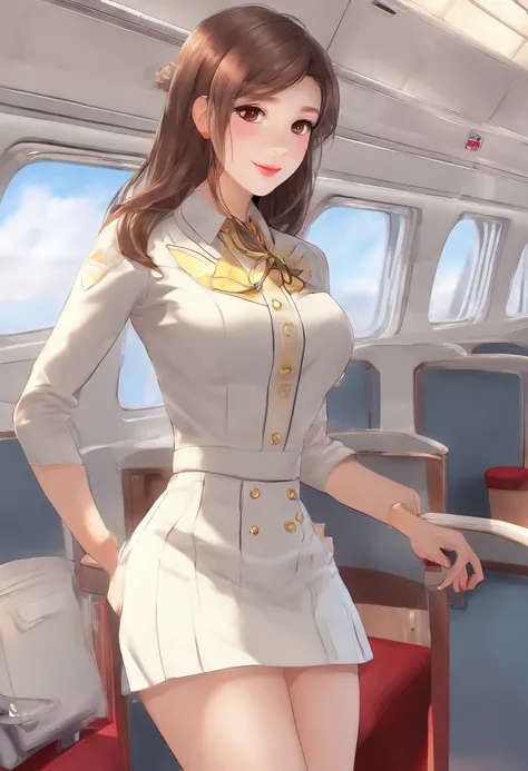 tmasterpiece、top-quality、(fully body photo:1.5)、hyperedetailed photo、Cabin crew uniform、Wear a flight attendant jacket、(oily body)、(White tight skirt:1.5)、Arms up、(((Held from behind by an old man with thinning hair:1.5)))、 Transparent pantyhose、(((catch:1...