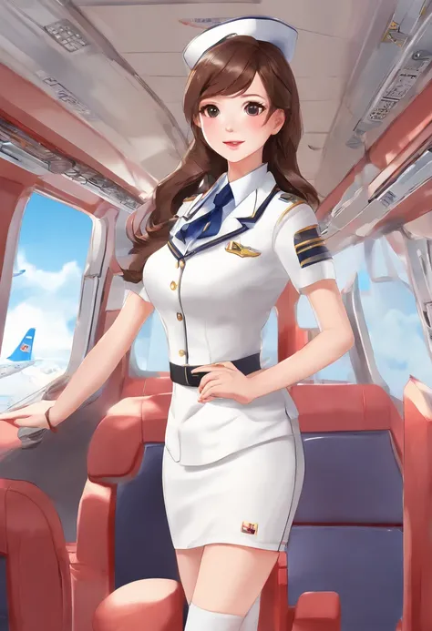 tmasterpiece、top-quality、(fully body photo:1.5)、hyperedetailed photo、Cabin crew uniform、Wear a flight attendant jacket、(oily body)、(White tight skirt:1.5)、Arms up、(((Held from behind by an old man with thinning hair:1.5)))、 Transparent pantyhose、(((catch:1...