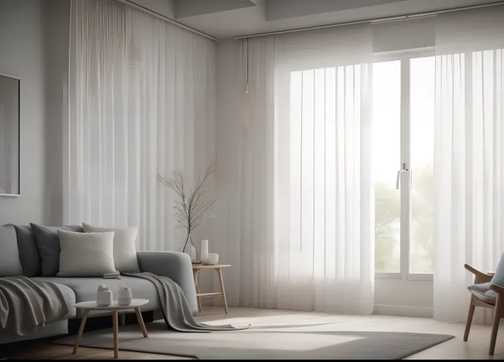 cozy room, sheer curtains, translucent white, photo, wind, interior, modern, (angled), (masterpiece),(high quality), best quality, real, (realistic), super detailed, (full detail),(4k),8k