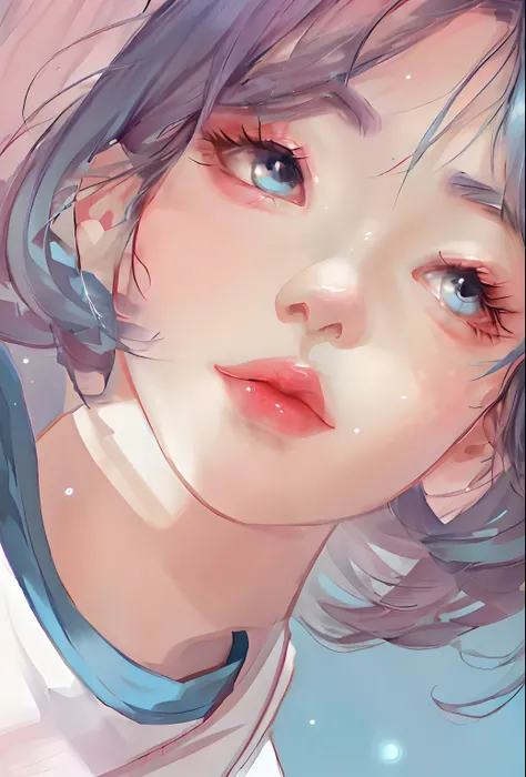 Anime girl with blue hair and blue eyes looking at the camera, Kawaii realistic portrait, Soft anime illustration, detailed portrait of an anime girl, Digital anime illustration, a beautiful anime portrait, Guviz-style artwork, Detailed digital anime art, ...