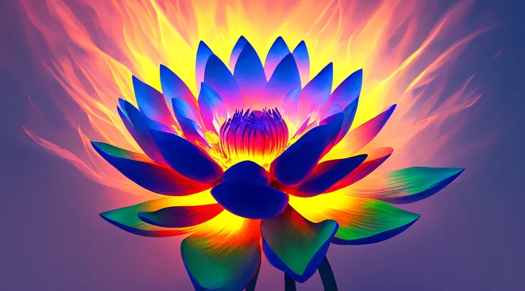 big lotus in light {color} fire, lighting, light effect, cg, blizzard style art trends, luminous fog luminous, volume light volumetric light