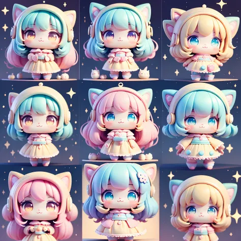 tchibi, kawaiitech, kawaii, Pastel colors, Best quality，with a round face，ssmile，Stand all over，frontage