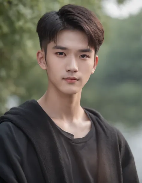 chineseidol,Male 18 years , Short hair black, Vivid black eyes, Wear maintenance outfits , Tools in hand,Close-up