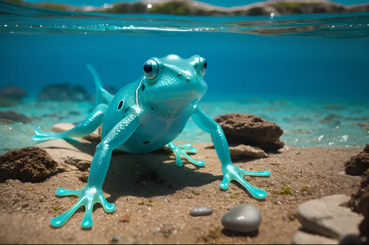 Glass Frog in Beautiful Turquoise Ocean 3D Model