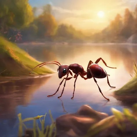 an ant by the river