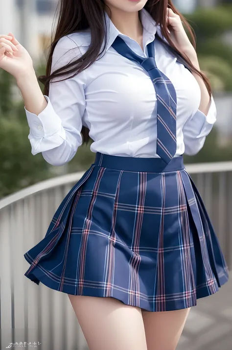 japanaese girl、Teen girls、perfect body type、Transparency、discreet breasts、School Uniforms、Navy blue tie、Navy blue skirt、Light blue shirt、hposing Gravure Idol、waterside、No panties under the skirt