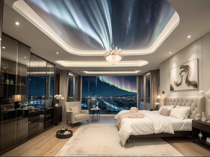 ，masterpiece, best quality，8k, ultra highres，enter into this luxurious bedroom，it's like you've come to the top of a snowy land。...