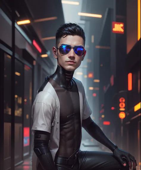 Change background cyberpunk handsome boy, realistic face, 8k, ultra realistic.