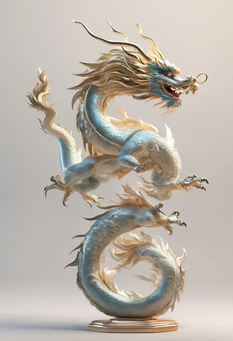 Panlong Chinese dragon on white background